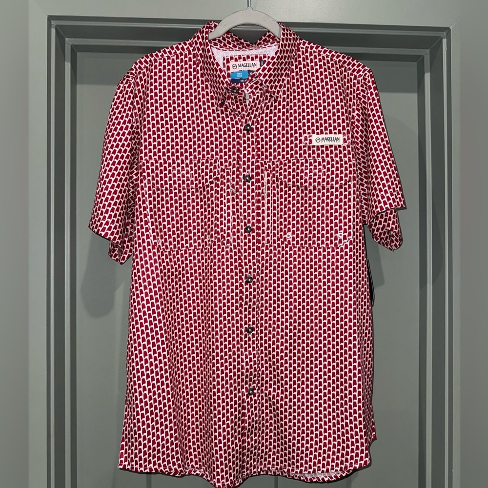 Magellan Outdoors Men's Alabama Local State Print Button-Down Shirt- NEW- Medium